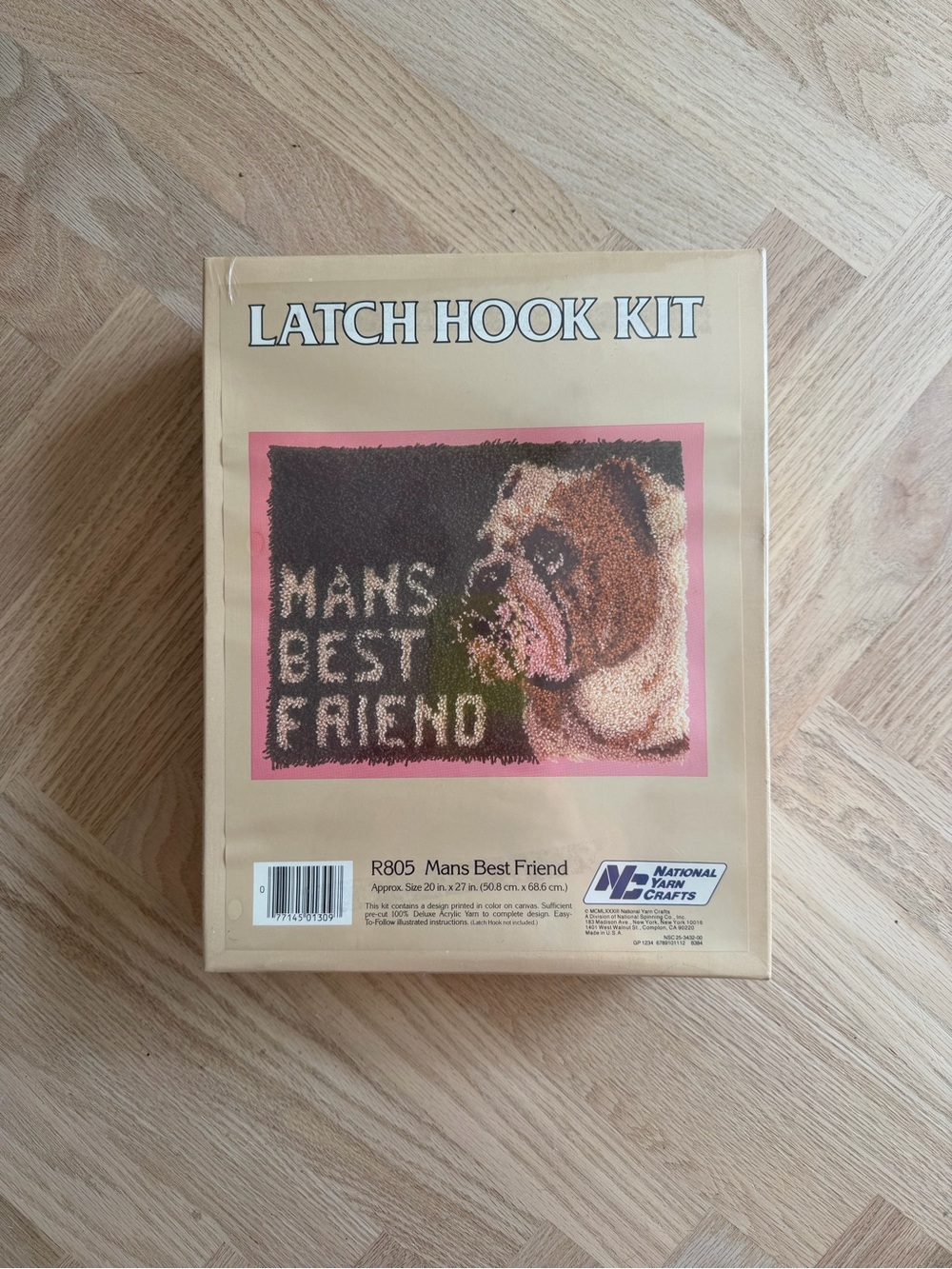 National Yarn Crafts Latch Hook Kit - Mans Best Friend (Tan, Brown, Pink)